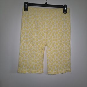Forever 21 Yellow Stretch Patterned Shorts